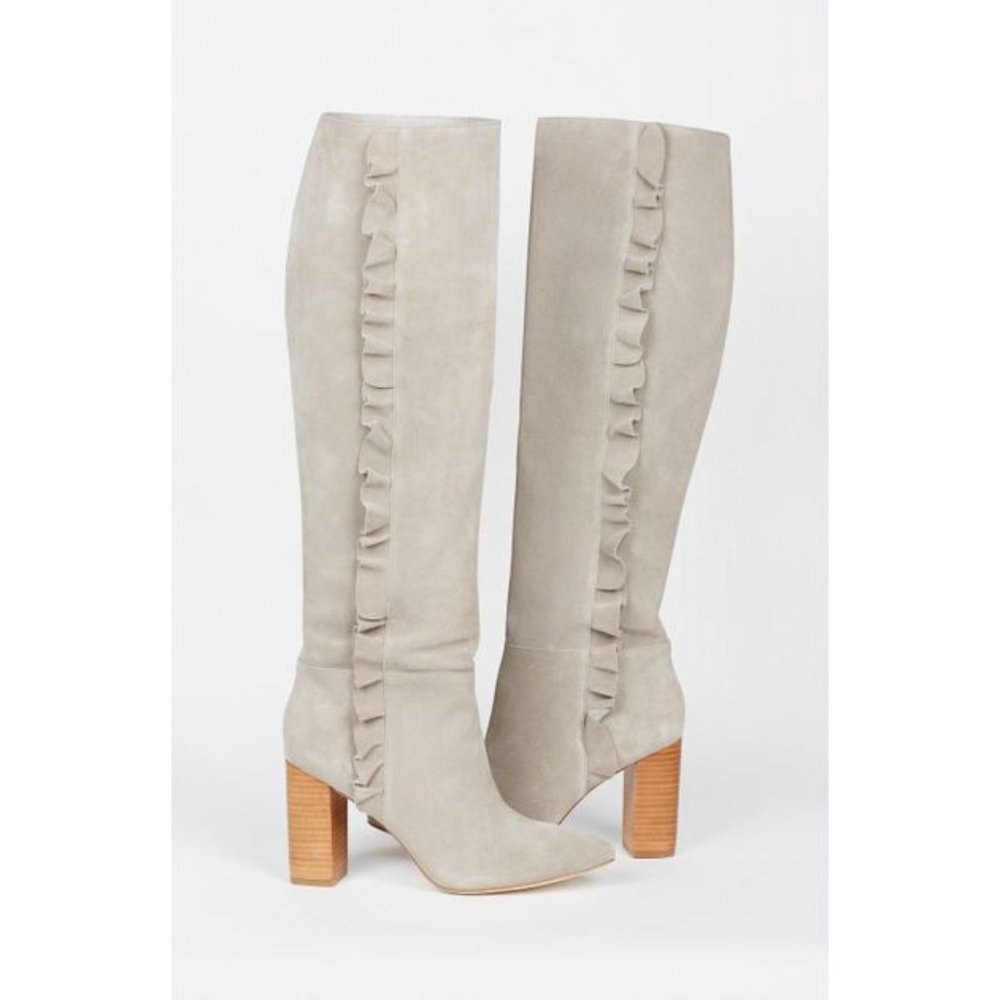 NEW Joie Laisha Knee High Suede Ruffle Boots Sz 7